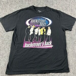 Backstreet Boys T-Shirt Mens Large Black Backstreet's Back Graphic Tee Band Tour